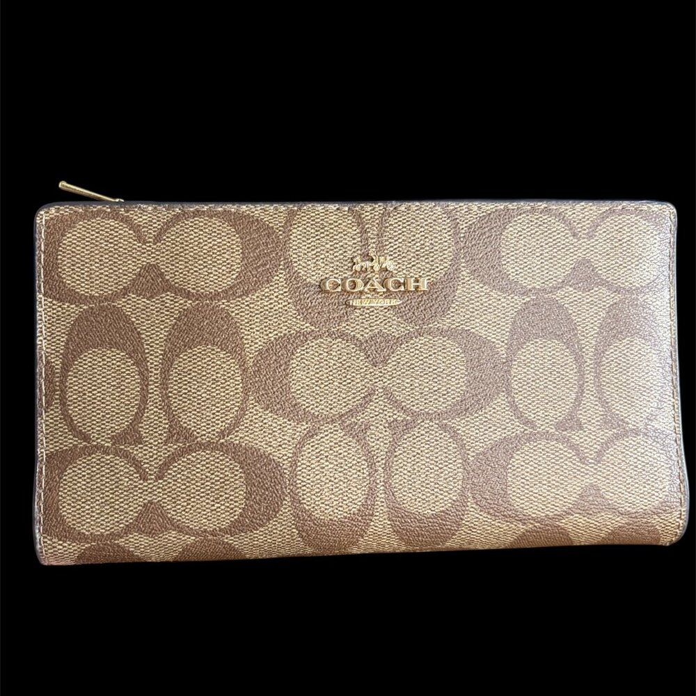 COACH CLASSIC C COATED CANVAS WALLET - DOUBLE SNAP - Picture 4 of 6